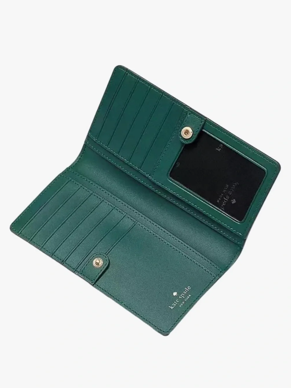 kate spade Leather Slim bifold  wallet with gold logo NWT-Deep Jade - Picture 3 of 3